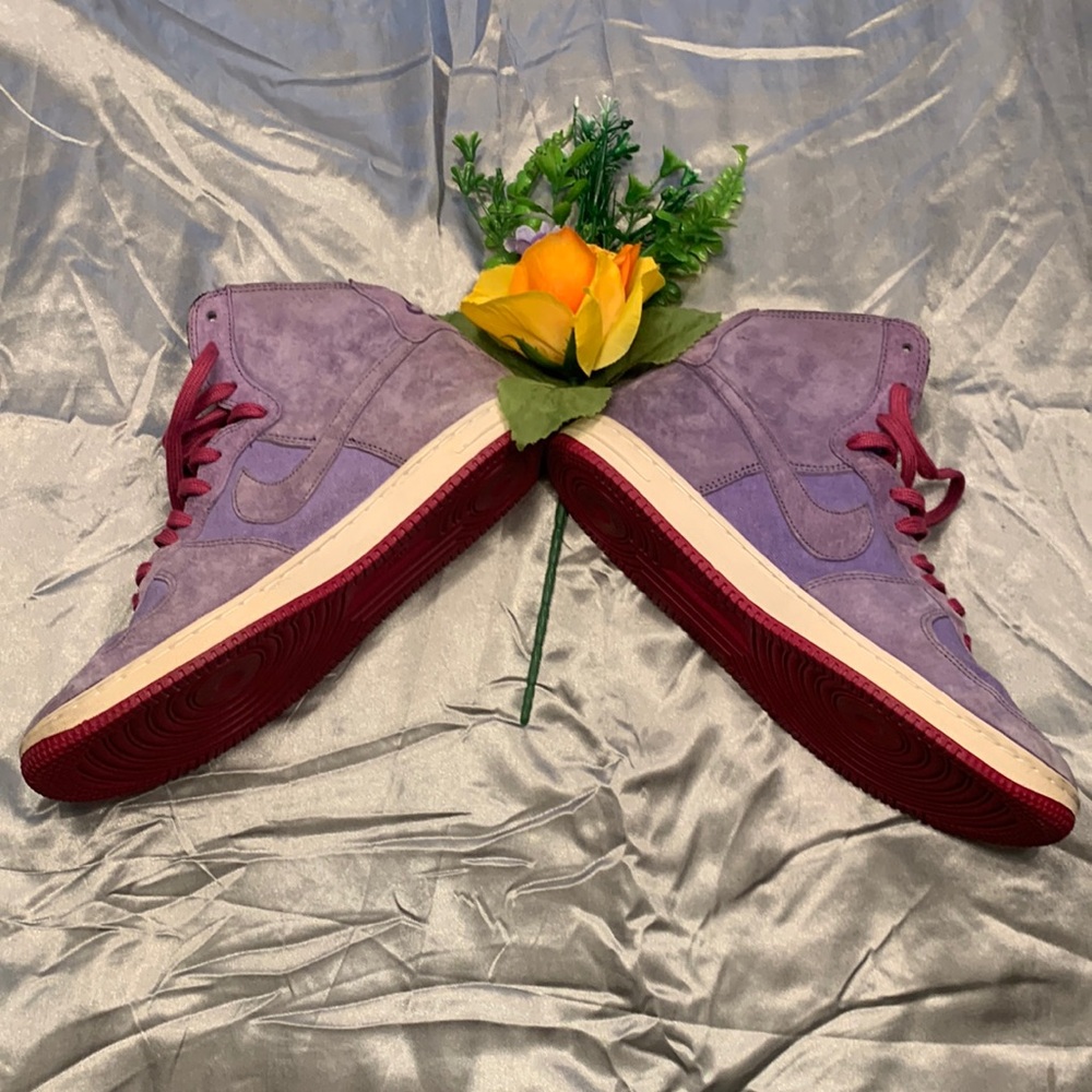 🌹VINTAGE Nike Air AF1 Lite Women’s • Purple & Pink Suede High Top Sneakers - Picture 13 of 16